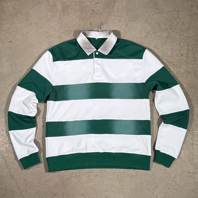 Custom Embroidery Striped Rugby Polo Shirt men striped t-shirt